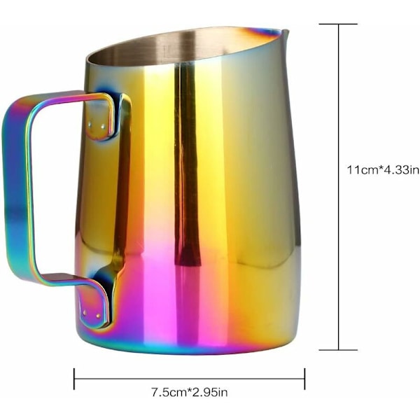 Melkeskummer i rustfritt stål for kaffe, espressomaskin, melkesteamer, latte art, melkeskum, 420 ml, flerfarget - Fei Yu