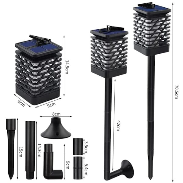 Vattentät LED-trädgårdslampa för utomhus solcellslyktor, dekorativa blinkande trädgårdslampor med stativ och markspik
