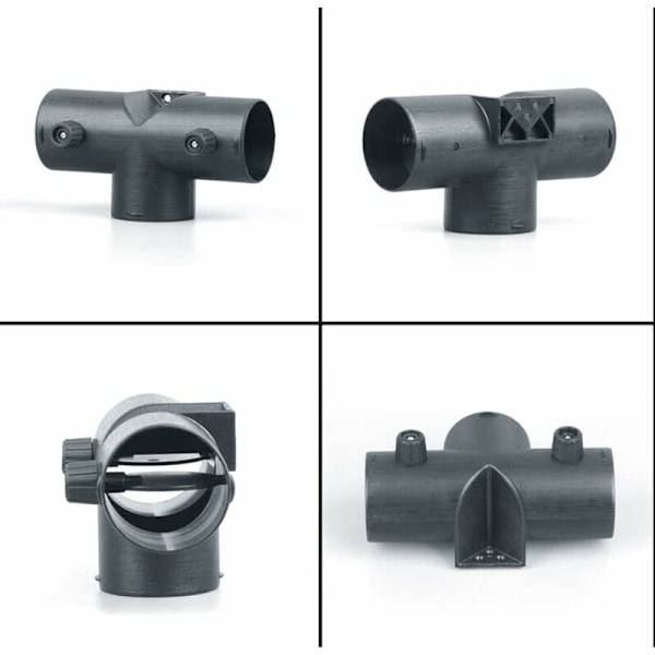 3-vejs kanalforbindelse, 75 mm T-formet kanalforbindelse Varmeforbindelser Kanalforbindelse med 2 justerbare ventiler, 75 mm T-formet
