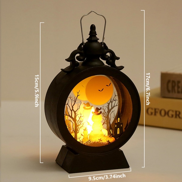 Halloween ljuslykta, vintage LED-ljusljus minilykta utomhuslykta med klart glas för bröllopsjul, bordsbatteri (P