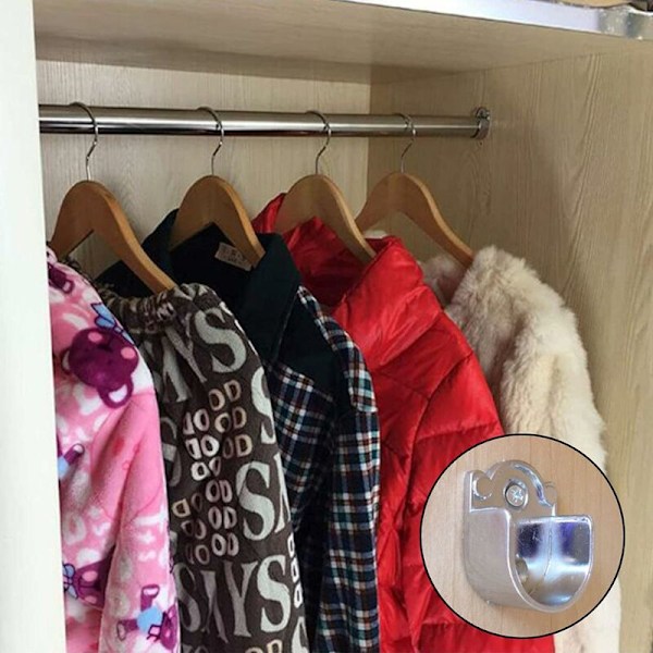Garderobe Rørbeslag Oval Sidebeslag Zink Legering Gardinstang Beslag Rundt Rørbeslag Garderobe Rør Garderobe Stang Skab Beslag - 6 Stk (25Mm)