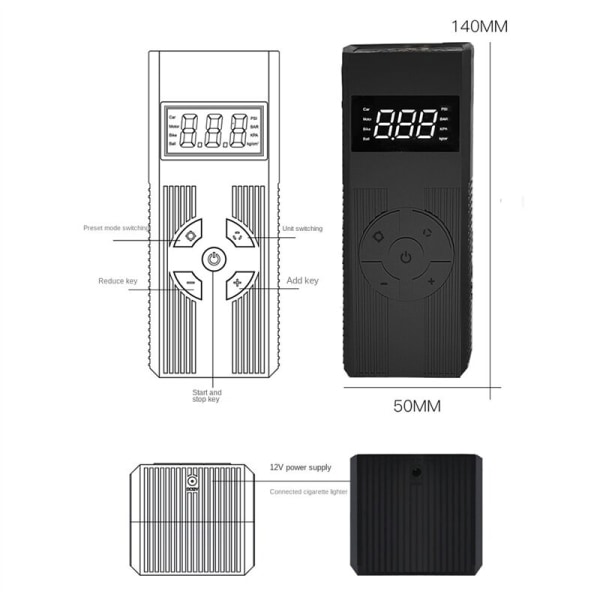 Bärbar elektrisk luftpump digital display hög luftpump