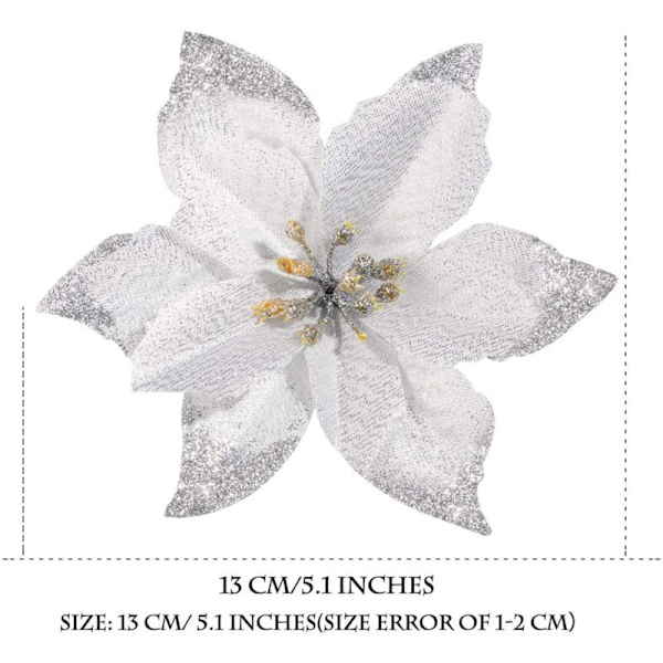 30-pakke Glitter Kunstig Blomsterkrans til Bryllupsdekorasjon, Juledekorasjoner (Gull)