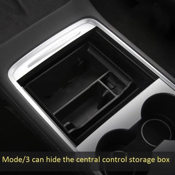 För Tesla Model 3 2021 Central Armrest Förvaringslåda Center Console Organizer Interiör Förvaringsbricka