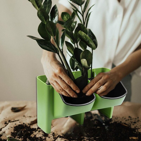 Stapelbar väggkruka vertikal suckulent växtkruka hängande bonsai kruka heminredning (grön)