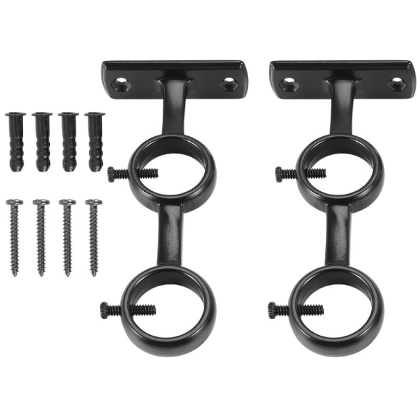 Gardinstangbrakett, 2 stk dobbel gardinstangbrakett, dobbelstangbraketter kroker for stue soverom gardinstenger