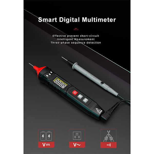 Multimeter Digital Typ Intelligent AC DC Spänningstestare Voltmeter Resistans Kapacitans Automatisk True Multimeter
