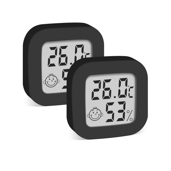 Rumtermometer Digitalt hygrometer, rumtermometer og hygrometer med C°/F°-omskiftelig og temperatur-fugtighedsmonitor, sort