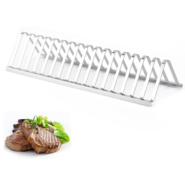 Grillrist i rustfrit stål til grillning af ribben, grillning, grillning utomhus, picknickredskap, 2 delar