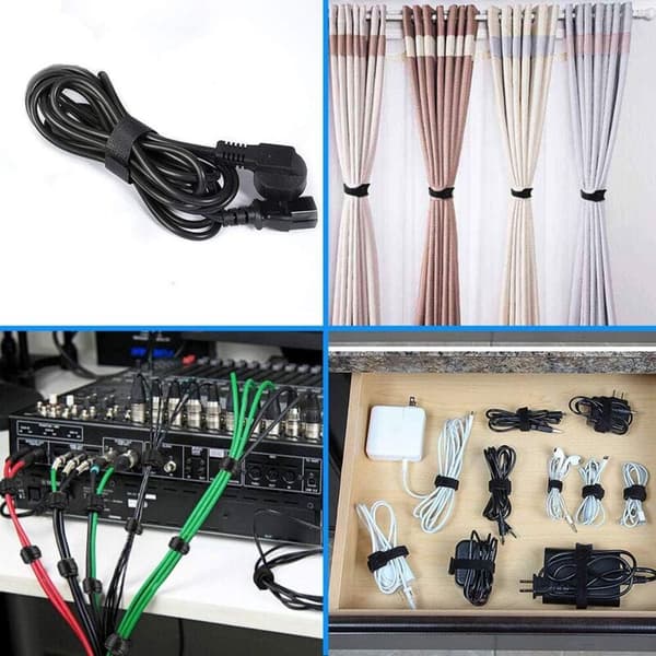 100 stk. kabelbindere, kabelbindere, genanvendelige kabelopbevaringsstropper og ledninger, velcro, sort