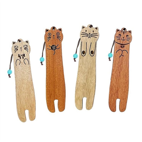 4Pcs Wooden Bookmark Cartoon Animal Birthday Gift Engraving Business School Memorial