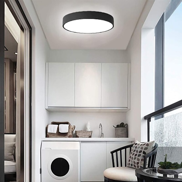 LED-kattovalaisin liikeanturilla parvekkeelle, autotallille, eteiseen, helppo asentaa, 6000K kylmä valkoinen, 1200LM, pyöreä Ø22CM musta