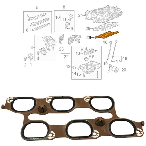 Motor Indsugningsmanifold Pakning 12673301 til Enclave XTS SRX