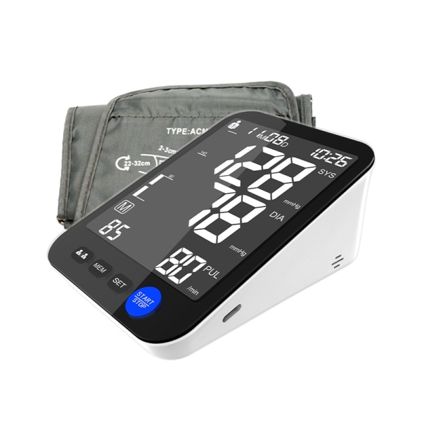 Automatiska blodtrycksmätare - Blodtrycksmaskin med extra stor skärm, justerbar digital manschettarmsats LED-bakgrundsbelyst display 2 användare 999