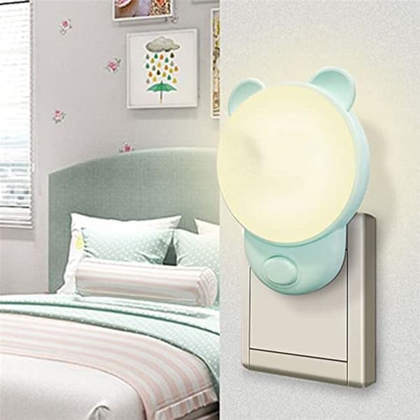 Barneplugg nattlys med bryter LED-sengelampe for plugglys egnet for soverom 2 stk blå EU-plugg