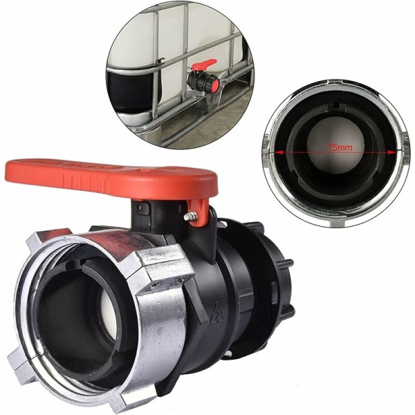 IBC-adapter för kulventilbyte för kulventil - 75 mm