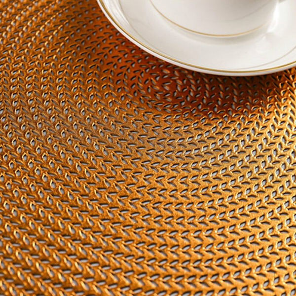 Pyöreä ympäristöystävällinen PVC-ruokailualusta ravintolaan, pohjoismainen kuumuutta kestävä pöytäalusta, pihvipöytäalusta
