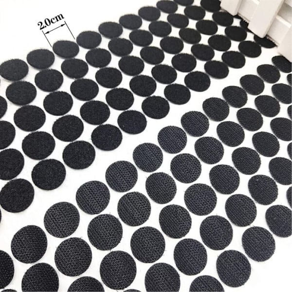 Pyöreät liima-tarrat, 200 kpl 20 mm naarmuuntumattomat pyöreät tarrat kotiin, kouluun, toimistoon DIY (100 paria) musta
