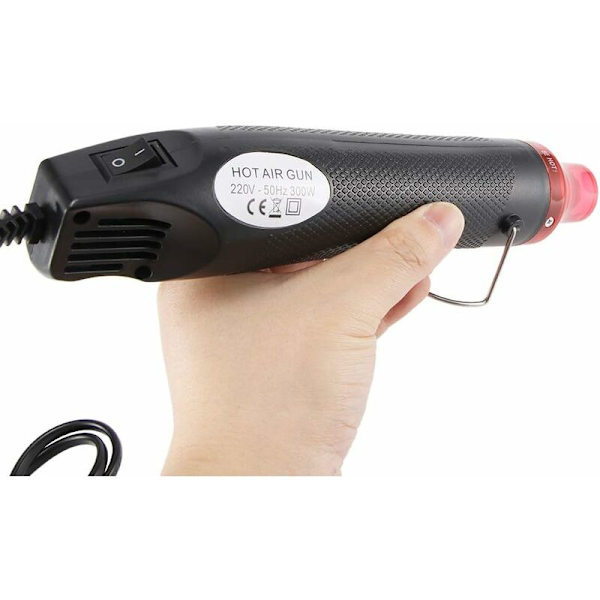 300W kädessä pidettävä kuumailmapuhallin Mini-kuumailmapuhallin kohokuviointiin Lämpötyökalu 220/110V EU-pistoke (Musta)-