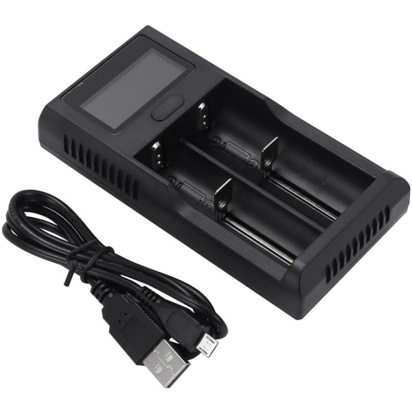 Dobbelt slots LED-skærm batterioplader spændingsdisplay USB smart genopladelig til Aa/Aaa Ni-/Ni-Cd