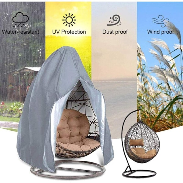Munan munakokoinen riippukeinuistuimen suojus ulkokäyttöön, vedenpitävä pölynkestävä vetoketjullinen 210D Oxford-kangas Veranda Garden Lawn Chair Protec