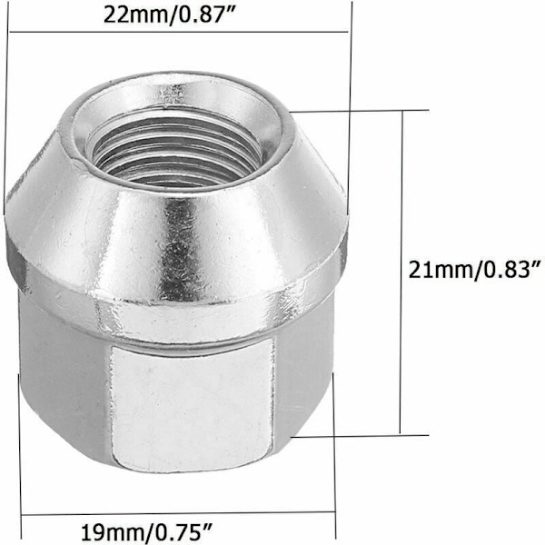 16 st 19 mm M12 x 1,5 19 mm 60° legering hjulmuttrar muttrar och bultar sexkantiga koniska säteshjulmuttrar för Ford för Fiesta för Focus Ka 1989-2014 Auto ersättningsdel