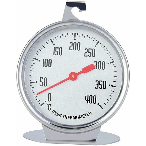 Ovn-termometer i rustfritt stål, 400 graders ovn-termometer for hengende eller stående i ovnen