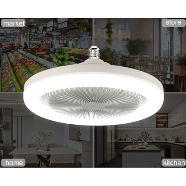 30W Taklampe med Lys E27 Konverterbase med Fjernkontroll for Soverom Hjem, Hvit + Sølv