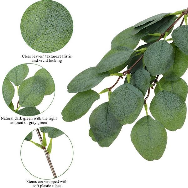 40 stk. Kunstige Eucalyptus Blad Stilke Planter til Bryllup Brudebuket Blomsterarrangement Dekoration