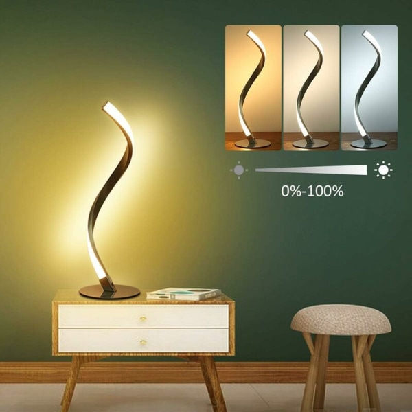 LED Spiral Bordslampa 3000K varmvit sänglampa för sovrum (svalvit, naturligt ljus, varmvit)