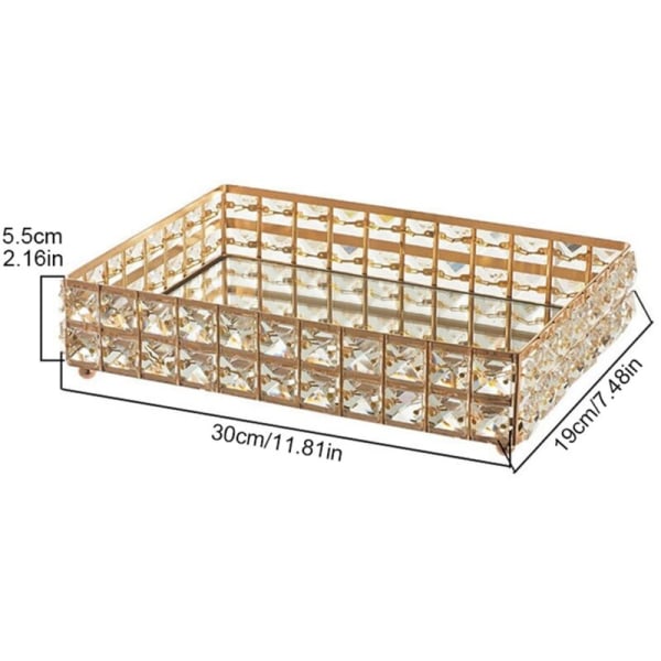 1 stk. serie firkantet krystalbakke husholdningskosmetik opbevaringspalette frugtbeholder snacks tallerken bryllupsdekorationsartikler-guld