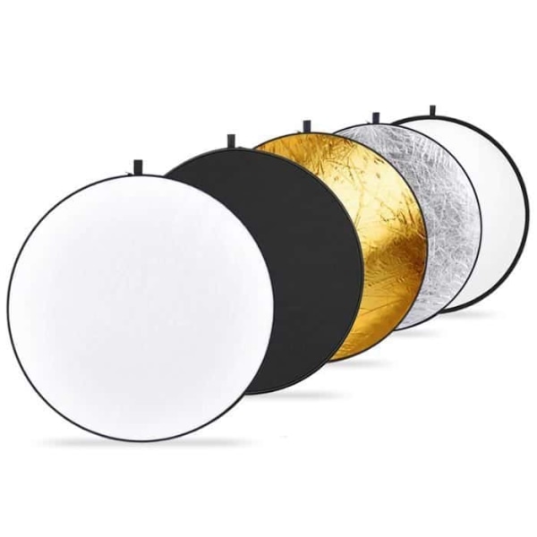Neewer 80 cm 5-i-1 gennemsigtig bærbar rund, sammenklappelig reflektor, sølv, guld, hvid og sort til fotografering