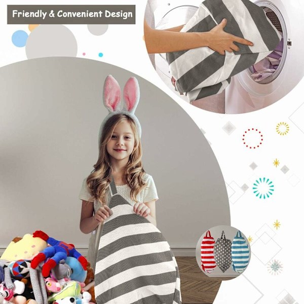 Plush Förvaringsväska för Barn, Plysch Bönpåse Pouf, Pouffe Mjukdjursförvaringsväska, Canvas Leksaksförvaringsväska med Blixtlås | Stor Kapacitet 24 Tum | för Leksaker Kläder