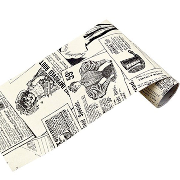 Gammel avis svart og hvit limtapet 45*300cm