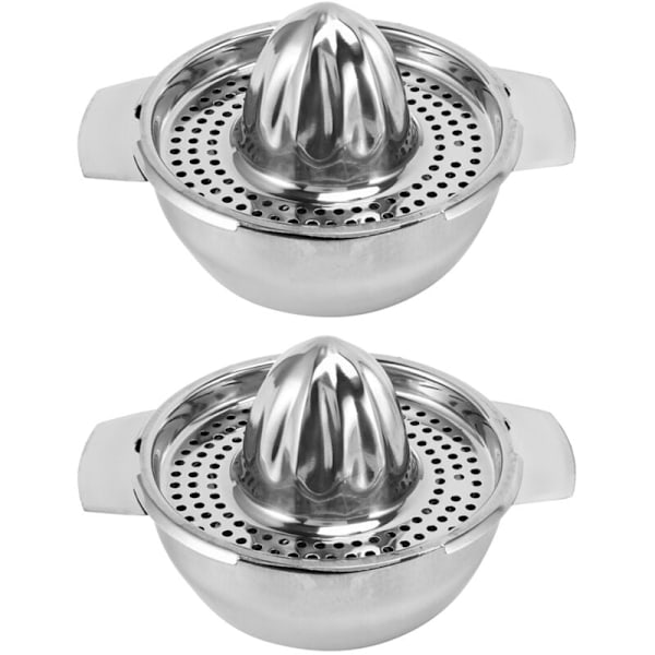 2X Rustfrit Stål Saftpresser Glas Manuel Saftpresser, Appelsin, Citronpresser