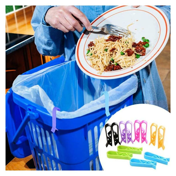 Sopbehållare Klämmor Plastklämmor Klämmor för Köksopbehållare Sopbehållare Klämma Slumpmässig Färg - 20 st