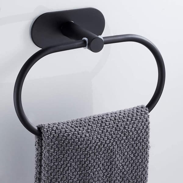Punching 304 Rustfrit Stål Håndklæde Ring, Oval Håndklædeholder, Badeværelse Toilet Tilbehør (Sort)