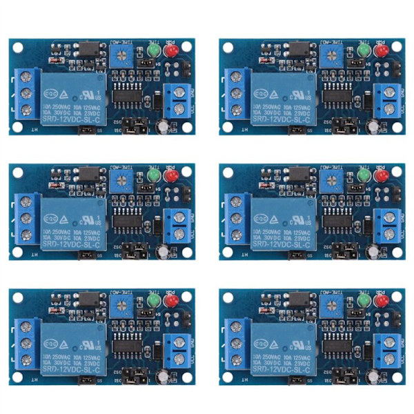 6X DC 12V Viivekytkin On/Off -moduuli ajastuksella