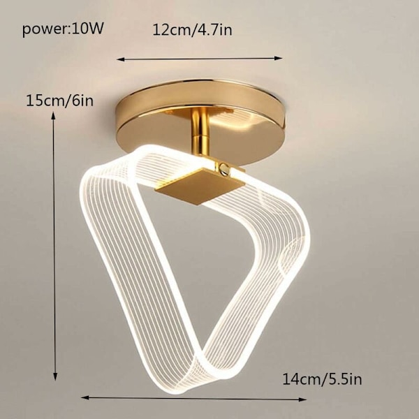 Akryl Taklampa för Gång, 10W LED Taklampa, 5,5 Tums Mini Ytmonterad Armatur, Perfekt för Entré, Veranda, Varmvit