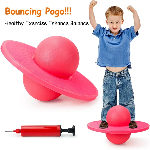 Børns hoppebold, hoppende balancebræt, tragtbold, sports- og fitnessudstyr til voksne og børn (pink)