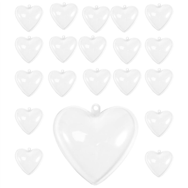 20 st Serie Hjärtformade Transparenta Plastjulgranskulor Juldekorationer 2021 Påfyllningsbar Kula DIY Vacker Hem (C)