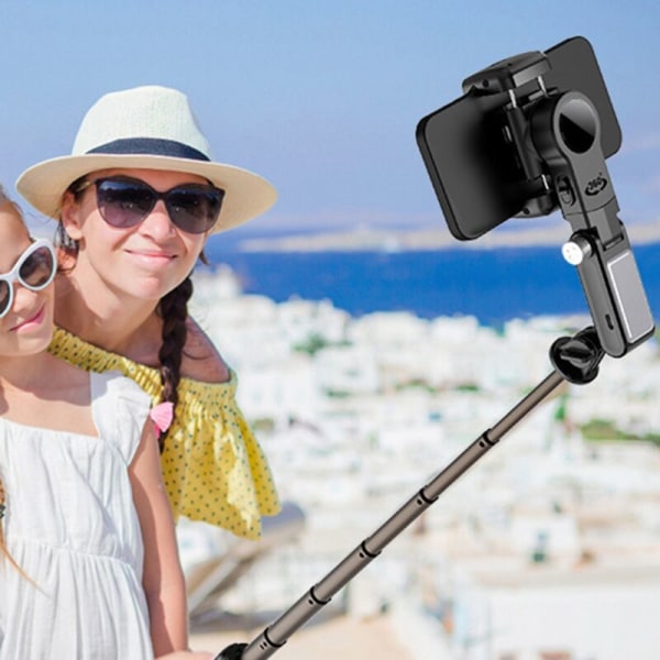 Mobiltelefonstabilisator Selfie Stick Håndholdt Gimbal Stativ med Fylllys