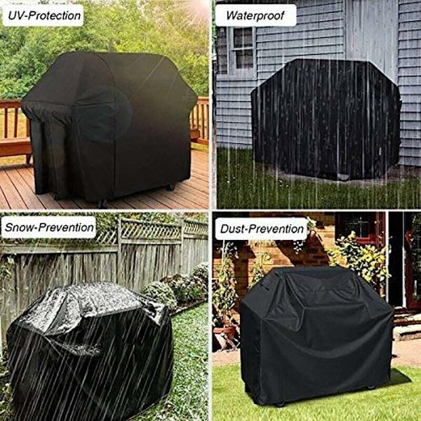 Grillöverdrag, Vattentätt Grillöverdrag Utomhus Regn Grill Dammskydd Elektrisk Kolgrill, Svart, 14561117cm