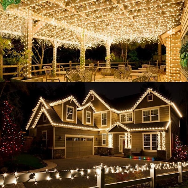 [2-pack] Solcellsdrivna ljusslingor, 12M 100 LED Utomhus Solcellsdrivna Ljusslingor, 8 Ljuslägen Vattentät Koppartrådsdekoration för Trädgård Patio Innergård Sovrum