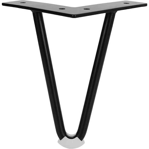 Set med 4 industriella soffbordben, hårnålsben 15 cm/ 6 tum, hårnålsben smidesjärn bordsstöd, svarta metallmöbelben med skruvar för soff