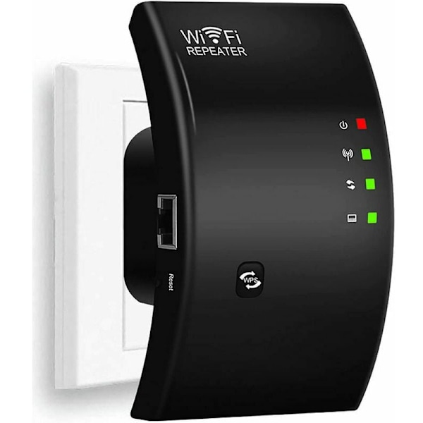 WiFi-förstärkare, Kraftfull WiFi-förstärkare, WiFi-utvidgare N300, WiFi-signalförstärkare, 1 Ethernet-port, Täcker upp till 200㎡, Enkel att installera, Kompatibel med