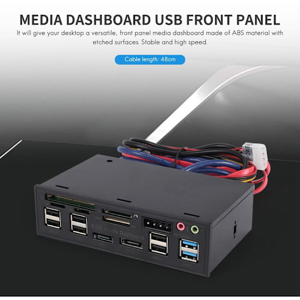 5,25\" e-SATA dobbel USB 3.0 Seks USB 2.0 multifunksjons kortleserpanel
