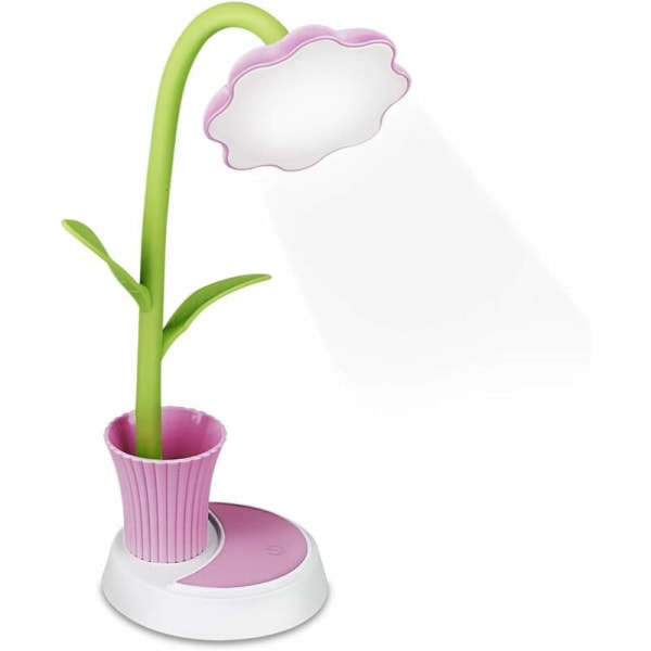 Bordslampa för barn, laddningsbar USB bordslampa, sänglampa för kontor i sovrummet (rosa)