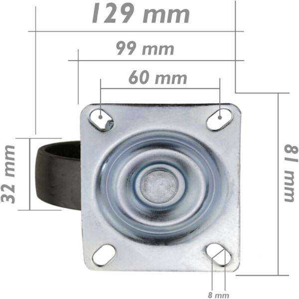 Teollinen pyörä ilman jarrua 100 mm