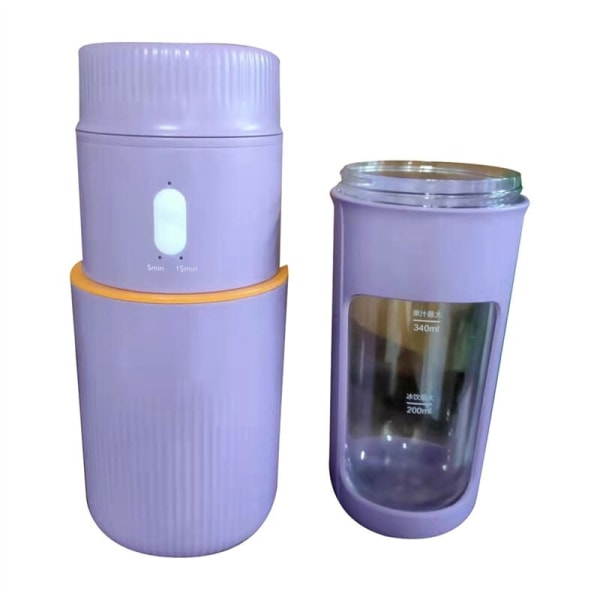 340ML Portable Ice Drink Juicer Mini Rechargeable Juice Cup Multifunctional Household Juicer,Purple